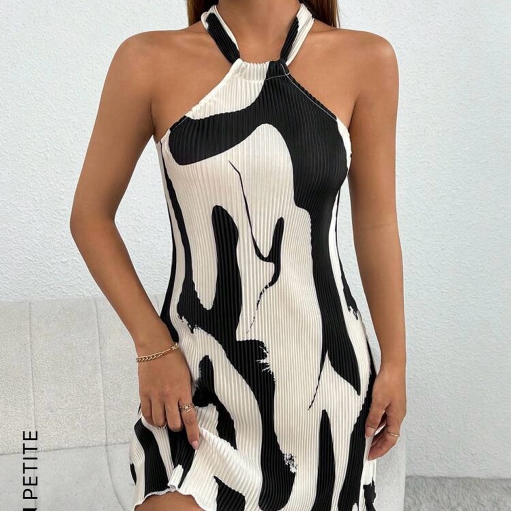 Black and White Halter Dress